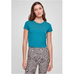 Дамска къса тениска в цвят тюркоаз Urban Classics Ladies Cropped Tee