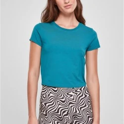 Дамска къса тениска в цвят тюркоаз Urban Classics Ladies Cropped Tee