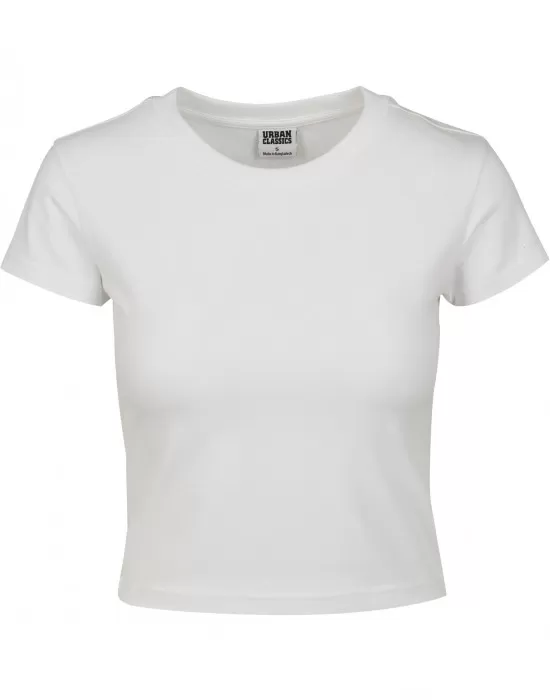 Дамска къса тениска в бял цвят Urban Classics Stretch Jersey Cropped, Тениски - Hoodstyle.bg