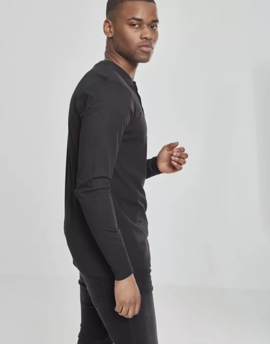 Мъжка памучна блуза с копчета Urban Classics Basic Henley в черно, Блузи - Hoodstyle.bg