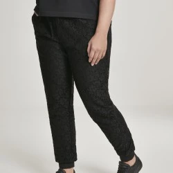Дамски спортни панталони в черно Urban Classics Ladies Lace Jersey Jog Pants 