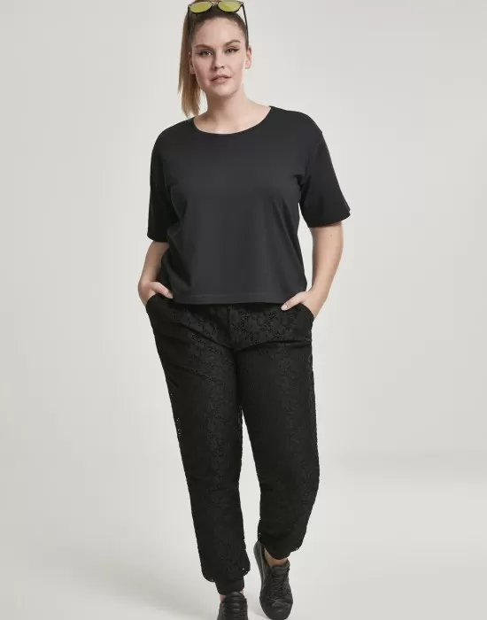 Дамски спортни панталони в черно Urban Classics Ladies Lace Jersey Jog Pants, Панталони - Hoodstyle.bg