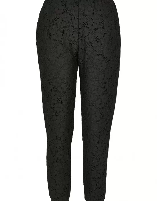 Дамски спортни панталони в черно Urban Classics Ladies Lace Jersey Jog Pants, Панталони - Hoodstyle.bg
