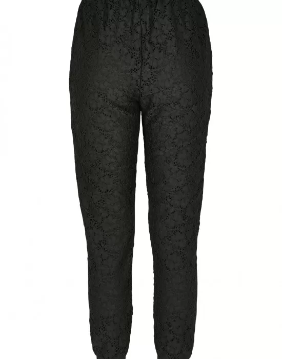 Дамски спортни панталони в черно Urban Classics Ladies Lace Jersey Jog Pants, Панталони - Hoodstyle.bg