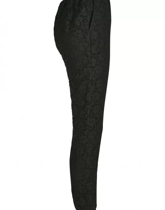 Дамски спортни панталони в черно Urban Classics Ladies Lace Jersey Jog Pants, Панталони - Hoodstyle.bg