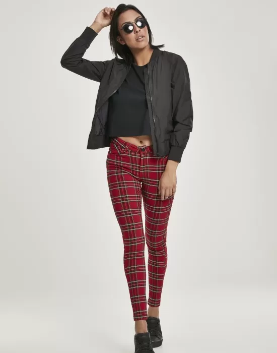 Дамски кариран панталон Urban Classics Ladies Skinny Tartan Pants, Панталони - Hoodstyle.bg
