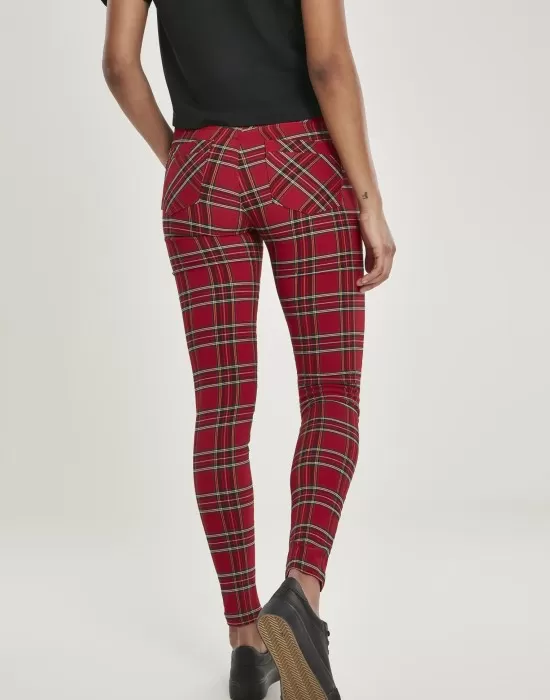 Дамски кариран панталон Urban Classics Ladies Skinny Tartan Pants, Панталони - Hoodstyle.bg