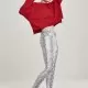 Дамски панталон в бяло Urban Classics Ladies Animal Stretch Twill Skinny Pants, Панталони - Hoodstyle.bg