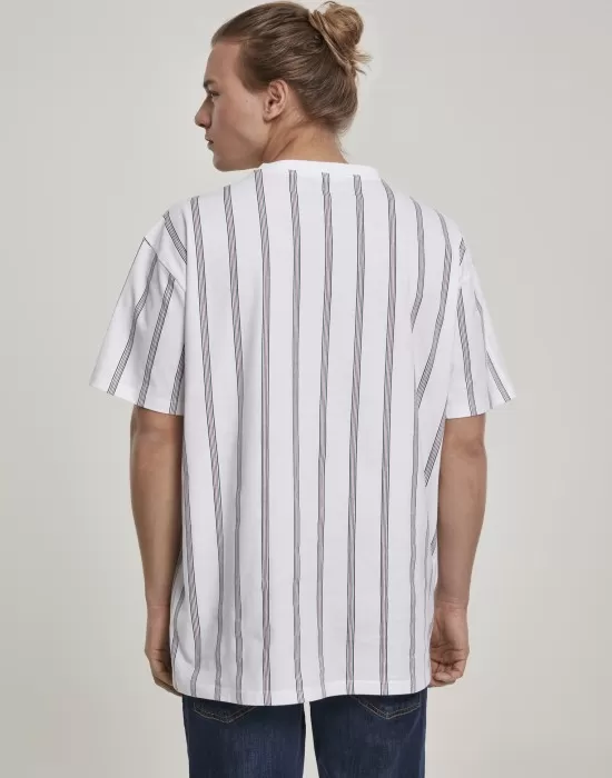 Мъжка тениска в бяло Urban Classics Heavy Oversized AOP Stripe, Тениски - Hoodstyle.bg