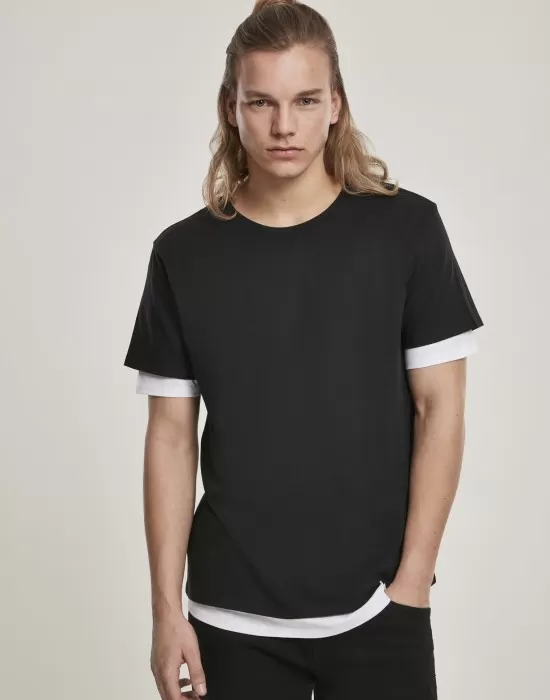 Мъжка двупластова тениска в черно и бяло Urban Classics Full Double Layered, Тениски - Hoodstyle.bg