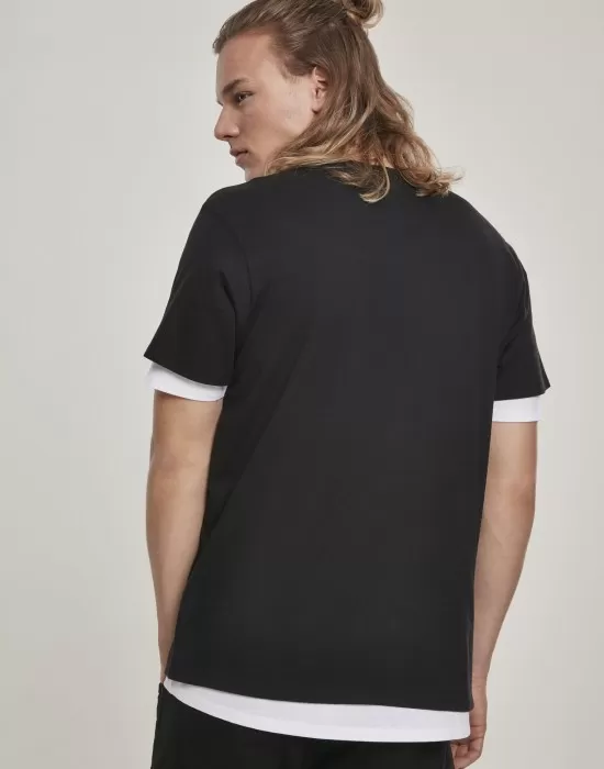 Мъжка двупластова тениска в черно и бяло Urban Classics Full Double Layered, Тениски - Hoodstyle.bg