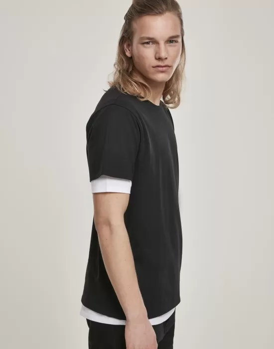 Мъжка двупластова тениска в черно и бяло Urban Classics Full Double Layered, Тениски - Hoodstyle.bg