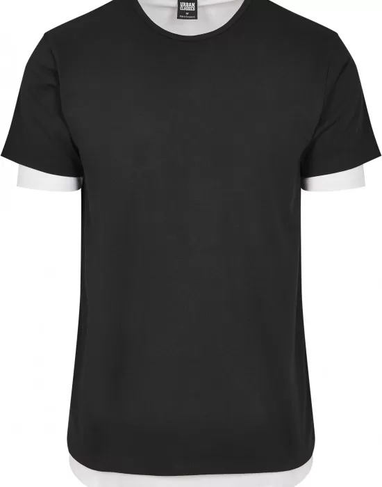 Мъжка двупластова тениска в черно и бяло Urban Classics Full Double Layered, Тениски - Hoodstyle.bg