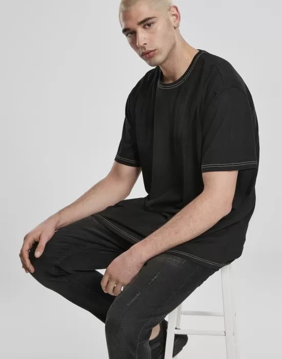 Мъжка тениска в черно Urban Classics Heavy Oversized Contrast Stitch, Тениски - Hoodstyle.bg