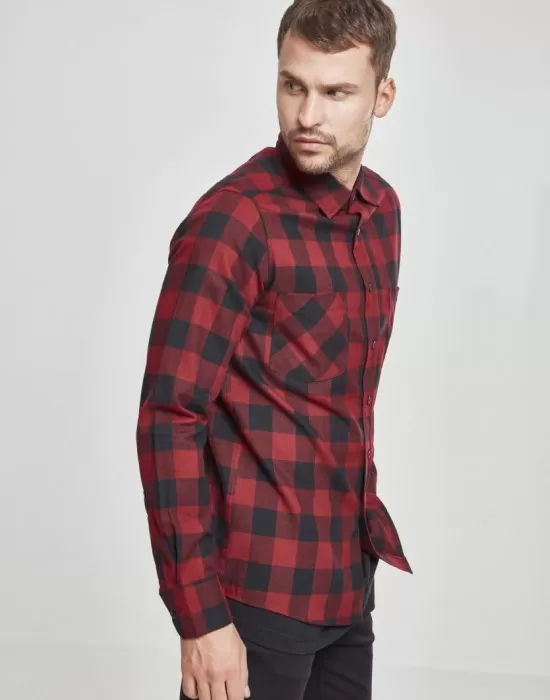 Мъжка червена карирана риза Urban Classics blk/red, Ризи - Hoodstyle.bg