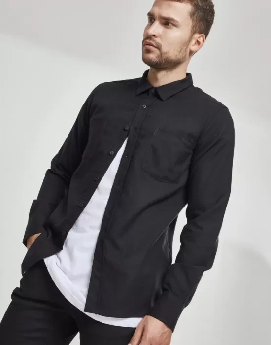 Мъжка черна риза Urban Classics blk/blk, Ризи - Hoodstyle.bg