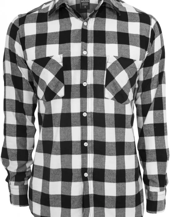 Мъжка карирана риза Urban Classics blk/wht, Ризи - Hoodstyle.bg