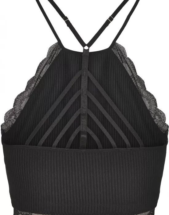 Дамски топ в черен цвят Urban Classics Ladies Laces String Top black, Топове - Hoodstyle.bg