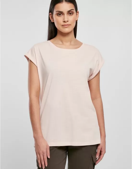 Дамска тениска с паднали ръкави в светлорозов цвят Urban Classics Ladies Organic Tee, Тениски - Hoodstyle.bg