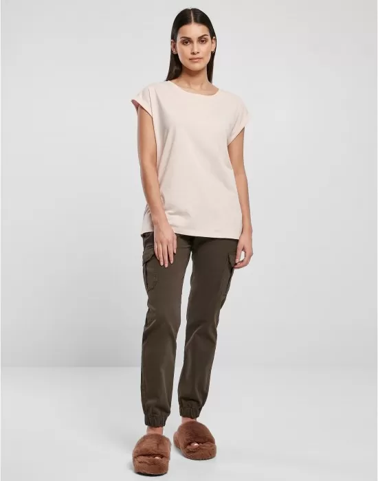 Дамска тениска с паднали ръкави в светлорозов цвят Urban Classics Ladies Organic Tee, Тениски - Hoodstyle.bg