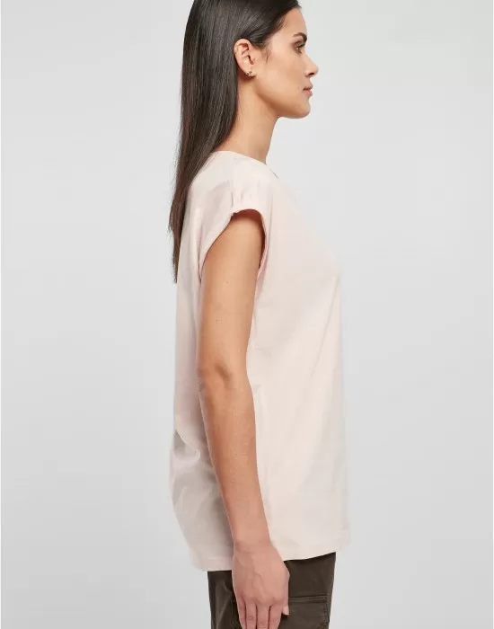 Дамска тениска с паднали ръкави в светлорозов цвят Urban Classics Ladies Organic Tee, Тениски - Hoodstyle.bg