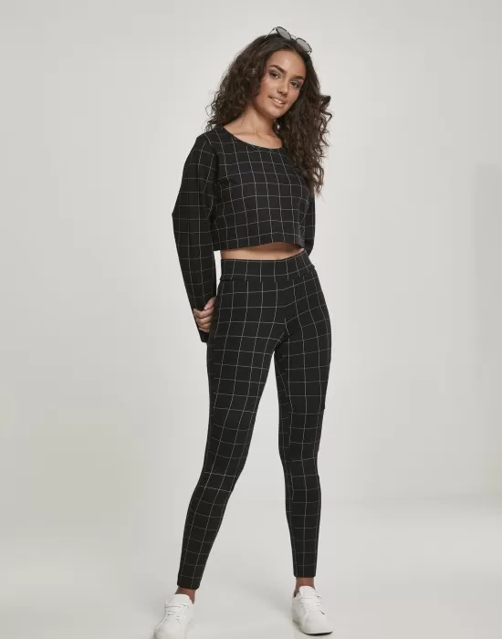 Дамски клин в черно Urban Classics Ladies Check High Waist Leggings, Клинове - Hoodstyle.bg