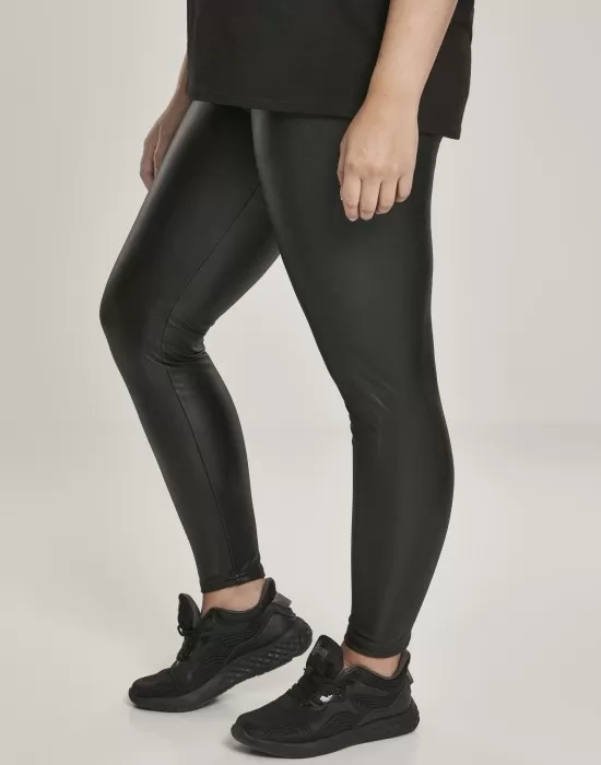 Дамски кожен клин в черно Urban Classics Ladies Faux Leather High Waist Leggings black, Клинове - Hoodstyle.bg
