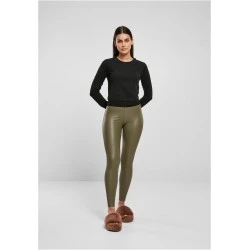 Дамски кожен клин в цвят маслина Urban Classics Ladies Faux Leggings
