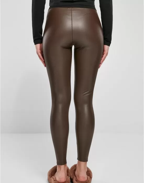 Дамски кожен клин в кафяв цвят Urban Classics Ladies Faux Leggings, Клинове - Hoodstyle.bg