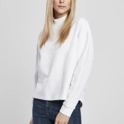 Дамска блуза в бяло Urban Classics Ladies Oversized High Neck Crew