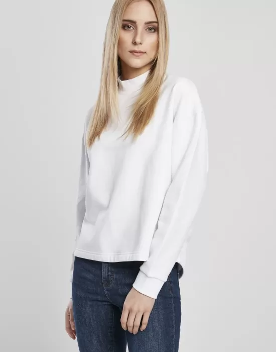 Дамска блуза в бяло Urban Classics Ladies Oversized High Neck Crew, Блузи - Hoodstyle.bg