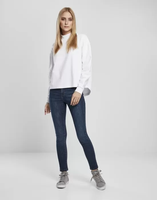 Дамска блуза в бяло Urban Classics Ladies Oversized High Neck Crew, Блузи - Hoodstyle.bg