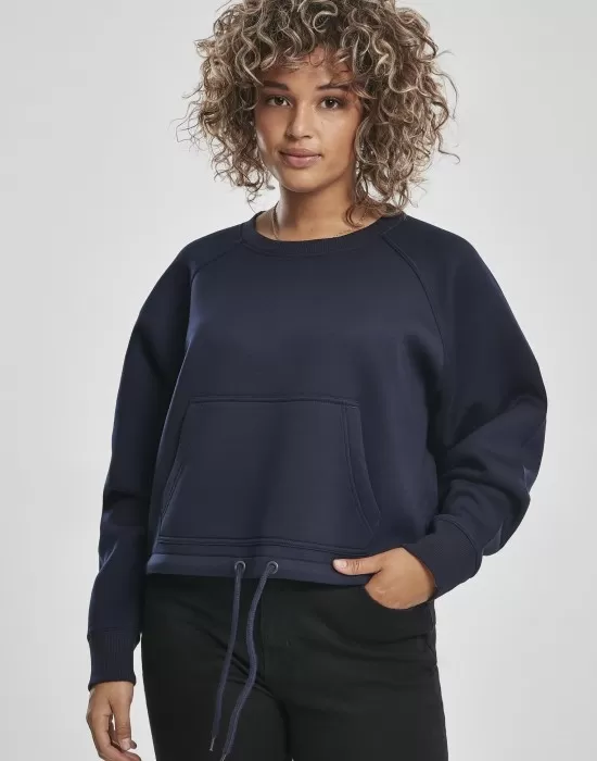 Къс дамски пуловер Urban Classics в тъмно синьо, Блузи - Hoodstyle.bg