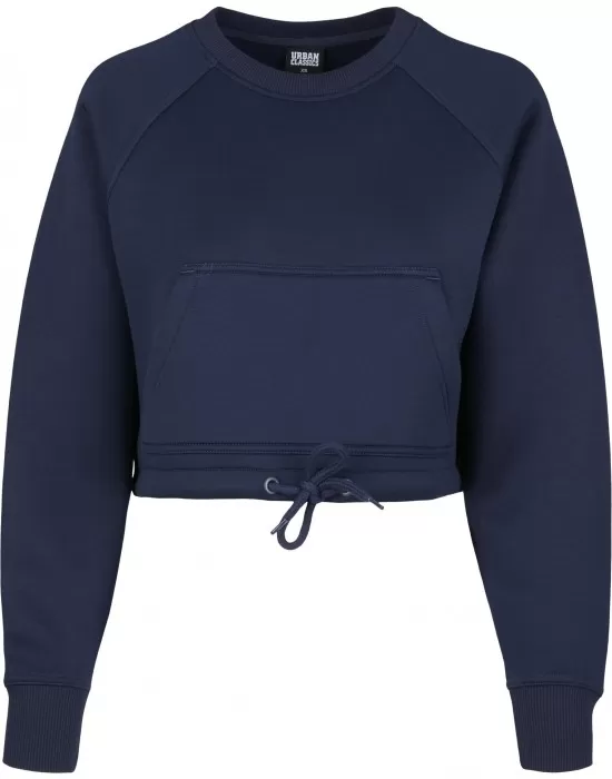 Къс дамски пуловер Urban Classics в тъмно синьо, Блузи - Hoodstyle.bg