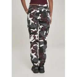 Дамски карго панталон във винено камуфлажен цвят Urban Classics Ladies High Waist Camo Cargo Pants