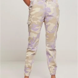 Дамски карго панталон в светъл камуфлаж Ladies High Waist lilaccamo