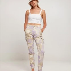Дамски карго панталон в светъл камуфлаж Ladies High Waist lilaccamo