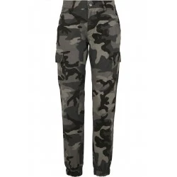 Дамски карго панталон в сив камуфлажен цвят Urban Classics Ladies High Waist Camo Cargo Pants 