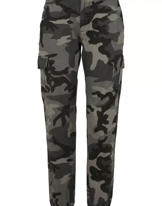 Дамски карго панталон в сив камуфлажен цвят Urban Classics Ladies High Waist Camo Cargo Pants, Панталони - Hoodstyle.bg