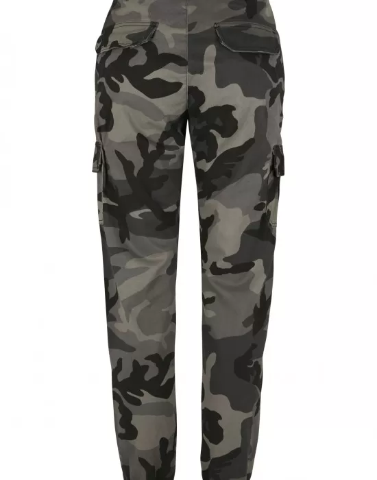 Дамски карго панталон в сив камуфлажен цвят Urban Classics Ladies High Waist Camo Cargo Pants, Панталони - Hoodstyle.bg