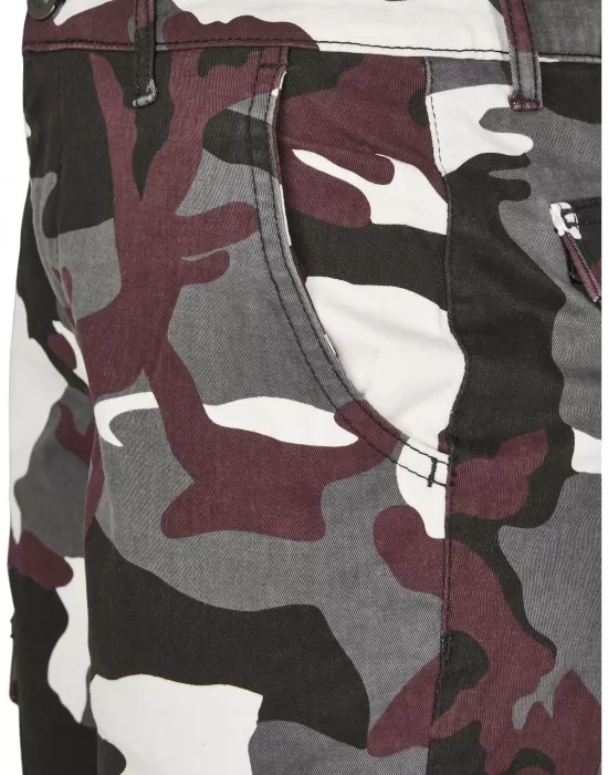 Дамски карго панталон във винено камуфлажен цвят Urban Classics Ladies High Waist Camo Cargo Pants, Панталони - Hoodstyle.bg