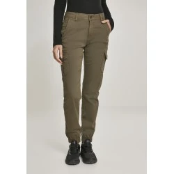 Дамски карго панталон в цвят маслина Urban Classics Ladies High Waist Cargo Pants