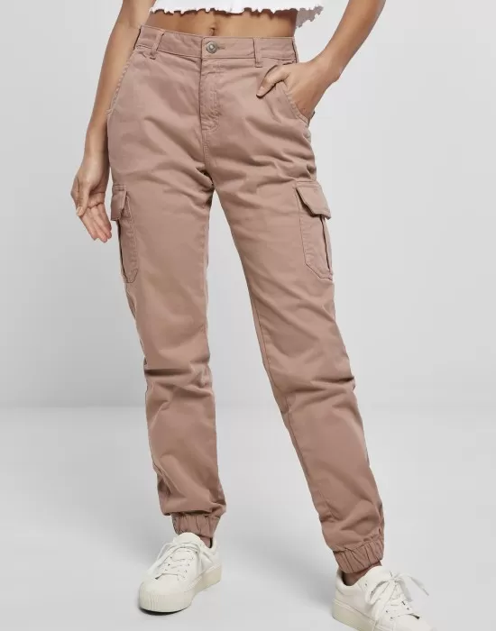 Дамски карго панталон Urban Classics Ladies High Waist Cargo Pants  в цвят пепел от рози, Панталони - Hoodstyle.bg