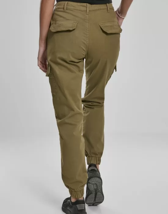 Дамски карго панталон в цвят зряла маслина Urban Classics Ladies High Waist Cargo Pants, Панталони - Hoodstyle.bg