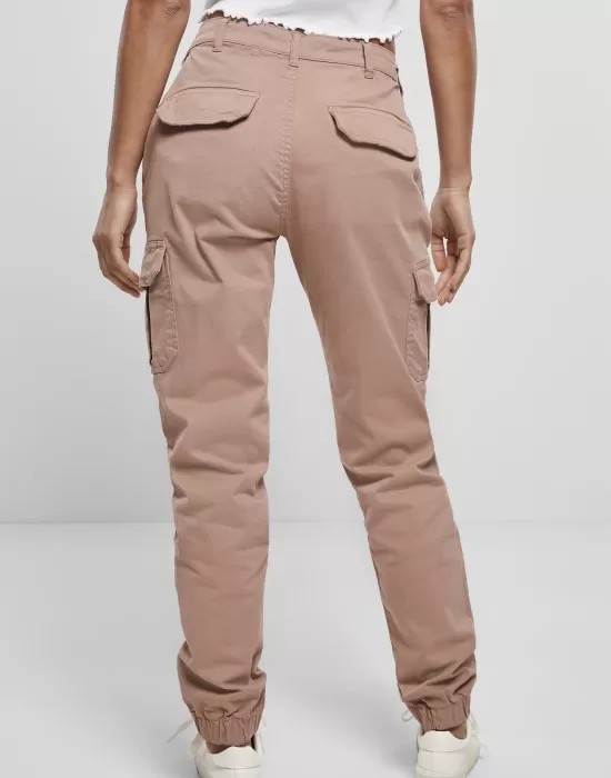 Дамски карго панталон Urban Classics Ladies High Waist Cargo Pants  в цвят пепел от рози, Панталони - Hoodstyle.bg