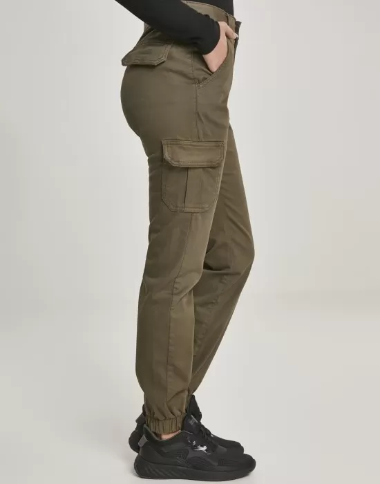 Дамски карго панталон в цвят маслина Urban Classics Ladies High Waist Cargo Pants, Панталони - Hoodstyle.bg