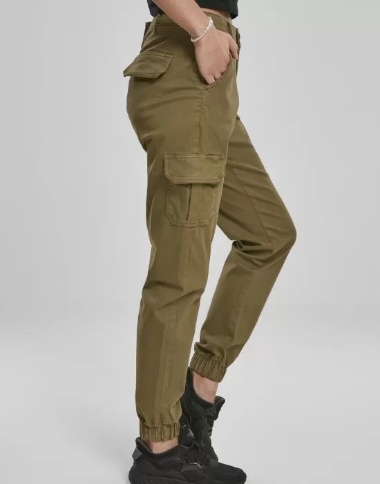 Дамски карго панталон в цвят зряла маслина Urban Classics Ladies High Waist Cargo Pants, Панталони - Hoodstyle.bg