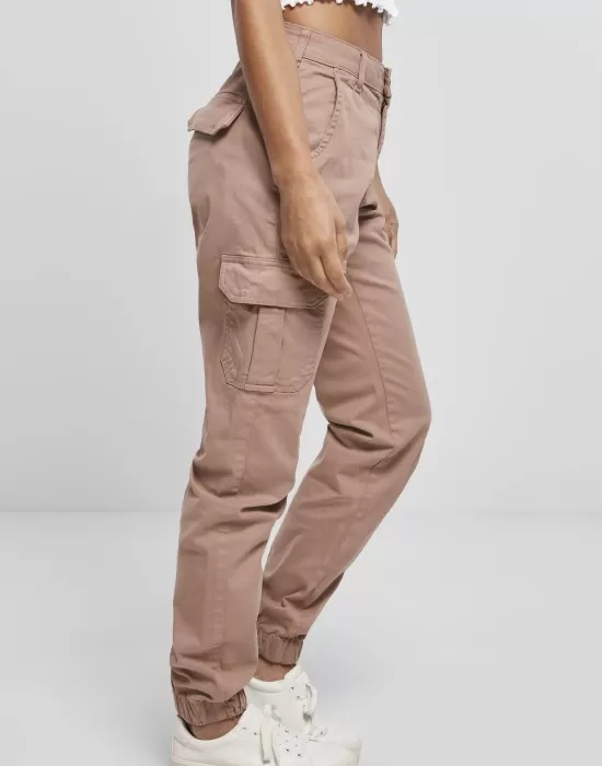 Дамски карго панталон Urban Classics Ladies High Waist Cargo Pants  в цвят пепел от рози, Панталони - Hoodstyle.bg