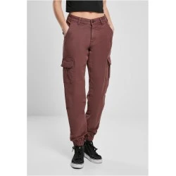 Дамски карго панталон в тъмночервен цвят Ladies High Waist Cargo Pants 