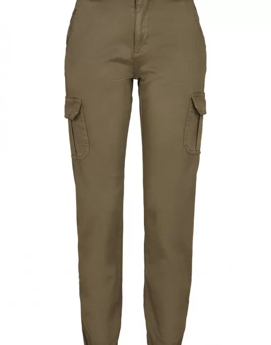 Дамски карго панталон в цвят маслина Urban Classics Ladies High Waist Cargo Pants, Панталони - Hoodstyle.bg